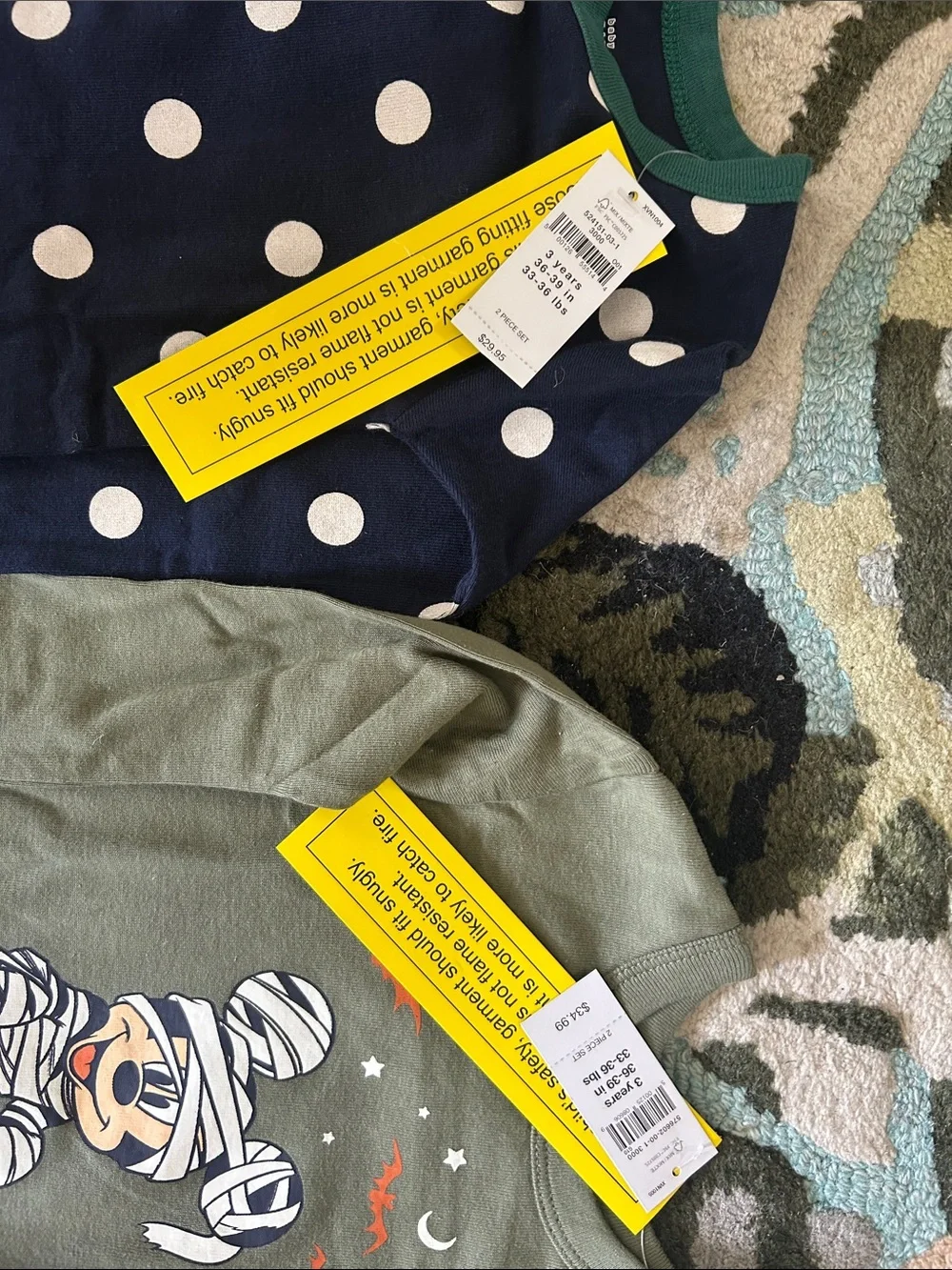 GAP Navy Polka Dot & Olive Mickey PJ Two-Pack Organic
